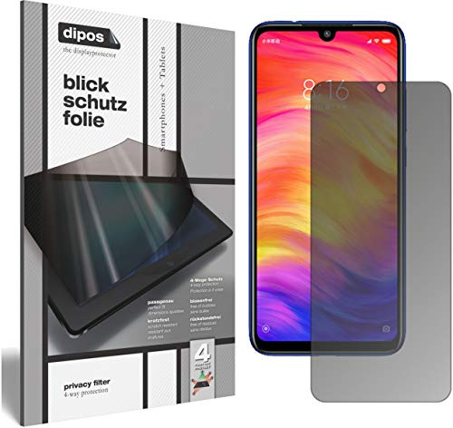 dipos Blickschutzfolie für Xiaomi Redmi Note 7 Pro | Displayschutz matt mit 4-Wege Sichtschutz-Effekt, Privacy Filter, passt perfekt, kratzfest, blasenfrei, selbstklebend