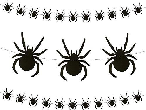 Oblique Unique® Spinnen Girlande mit ca. 28 Spinnen 3m Schwarz Deko für Halloween Party Fasching Karneval Dekoration zum Gruseln und Erschrecken