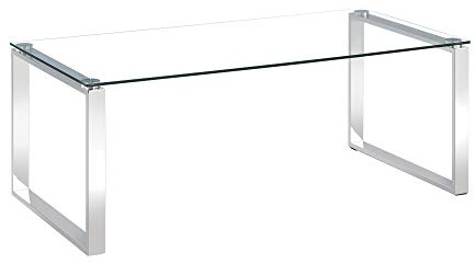 Charles Jacobs Clear Glass Coffee Table with Mirrored Finish Chrome Legs for Living Room Lounge