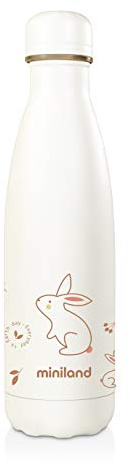 Miniland Natur Bottle Bunny 500ml, bottiglia termica in acciaio inossidabile, che mantiene la temperatura per più di 24 ore, 89346