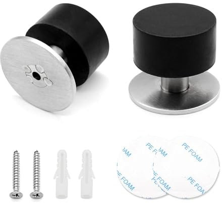 2 Stück Boden Türstopper Selbstklebend Edelstahl mit Gummi Puffer Wandtürstopper inkl Schraube für Wandmontage zum Schutz der Türen