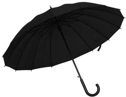 vidaXL Regenschirm Automatisch Klassisch Fiberglasrippen Metallstangen Stockschirm Langschirm Wanderschirm Partnerschirm Schirm Schwarz 105cm