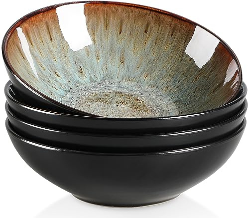 vancasso, Bubble Series. Ceramic Cereal Bowls 4 Pieces, Soup Plate, Ramen, Fruit, Salad, Breakfast -720ML