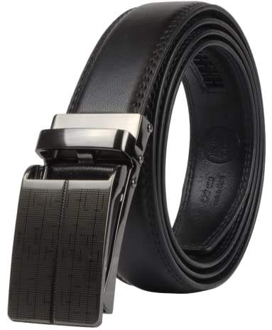 Masters & Stylists Cintura Uomo Nera, Cintura in Pelle con Fibbia Automatica Senza Buchi, Cinta Elegante e Resistente, Regalo Uomo, Larghezza 3.1cm, Lunghezza 120cm