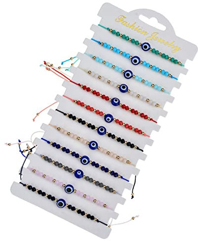 Evil Eye Bracelets, 12 Pcs Evil Eyes Charm Bracelet for Women Adjustable Woven Lucky Protection Friendship Bracelet Anklet for Mom Girl jewelry
