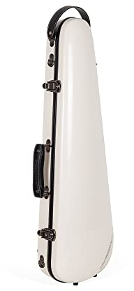 Crossrock Fiberglass Violin Case for 4/4 Full-Size | Milky White Gloss Finish, Red Lining, Shoulder Straps – Strong Lightweight Protection for Commuting Players - Milk White (CRF1020VMW)
