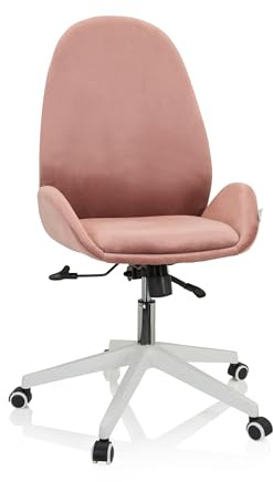 hjh OFFICE 729429 Schreibtischstuhl AVEA Samt höhenverstellbarer Drehstuhl mit hoher ergonomischer Rückenlehne, Rosa