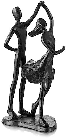 Sziqiqi Eisen 6 Jahrestag Geschenk für Paar - Schwarzes Metall Paar Skulptur Geschenke für Sie Ästhetische Statue Dekor Abstrakte Figuren Tafelaufsatz Dekoration für Frauen Frau Freund Freundin Ihn