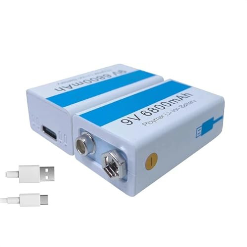 WILLQ 9 V USB wiederaufladbarer Li-Ion-Akku, quadratischer Typ, 9 Volt Lithium-Akku, 6600 mAh, 6800 mAh, Ersatzakku, 2 Packungen/3 Packungen,9v6800mah 2pcs