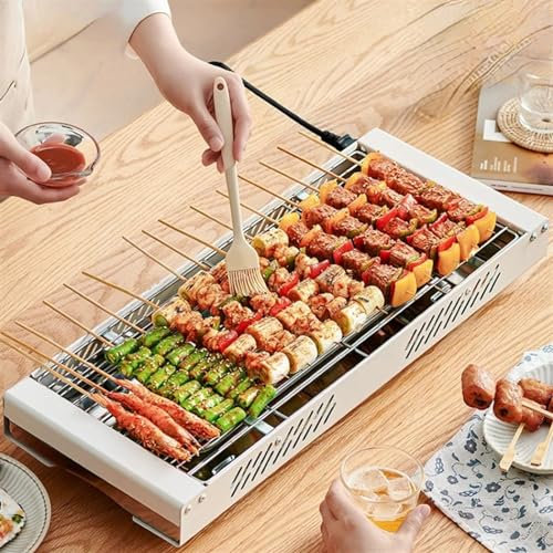 Taygate Barbecue Electrique Grill intérieur électrique sans fumée, Machine à brochettes for Barbecue, Appareil de Cuisine Multifonctionnel(Package 4)