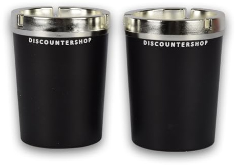 Posacenere per auto nero con coperchio, per portabicchieri I 10 x 10 x 13 cm a cilindro posacenere senza fumo per auto Set di 2