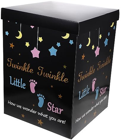 Mobestech Gender Reveal Box Aus Papier Für Babyparty Faltbare Mit Bunten Ballons Für Jungen Und Mädchen Für Geschlechterenthüllungsfeier Mit Little Star -design