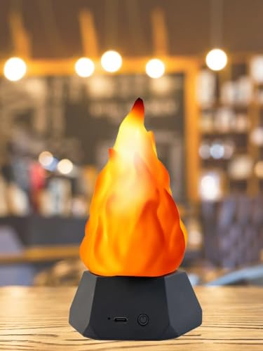 ARTISTMART Fake Fire Lamp,3D Rechargeable Travel Night Light with Cozy Lighting,3-Mode LED Fake Fireplace Candles for Apartment Patio Decor Outdoor Camping Decorations…