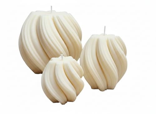 Swirl Kerze 3er Set, XXL Spiralkerze, Welle Twist Geschenkset, Riesenkerze