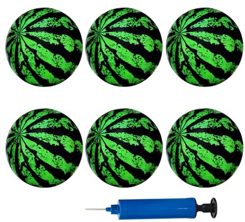 Golgner 6 Pcs Confezione da Spiaggia Gonfiabili, Palloni da Spiaggia Gonfiabili 22cm, Pallone Gonfiabile a Anguria con Pompa per Palloncini, per Bambini Adulti Giochi d'Acqua Piscina Festa in Spiaggia