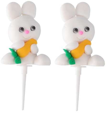 Ciieeo Birthday Party Decorations 2pcs Carrot Bunny Cupcake Ornaments Cake Adornments