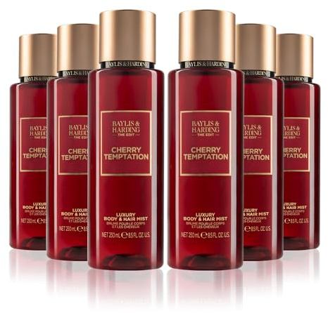 Baylis & Harding The Edit Cherry Temptation Body & Hair Mist, 250 ml (Pack of 6) - Vegan Friendly