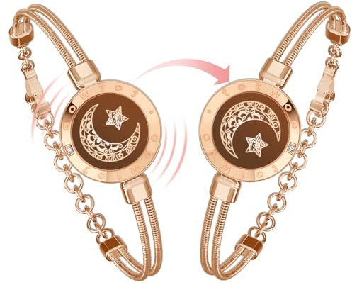 TOTWOO Pärchen Schlangenknochenkette Armband Paar Geschenke Partnerarmbänder mit Berührung Vibration Aufleuchten Fernbeziehungsgeschenk für Lange Distanzen Geschenke für Sie - Roségolden