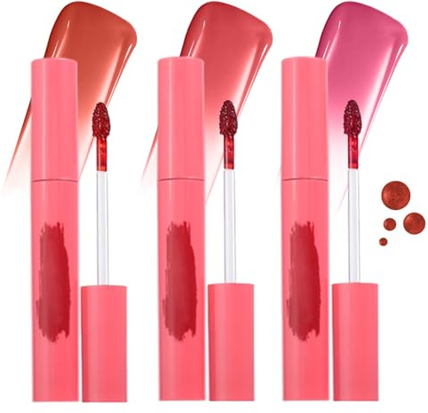 3 Colors Peel Off Mask Lip Gloss Set, Tattoo Magic Color Matte Natural Reveal Lip Stain Lip Tint, Waterproof Long Lasting Highly Pigmented Color Lip Gloss Lipstick Makeup for Women and Girls, Kit A