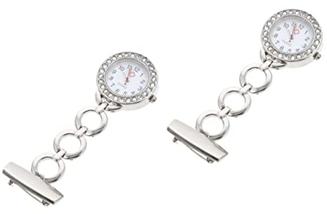 SAFIGLE 2stücke Nurse Watch Kreative Fob Uhr Für Studenten Mode Brustuhr Mit Edelstahlband Und Funkelndem Für Krankenschwestern Und Ärzte