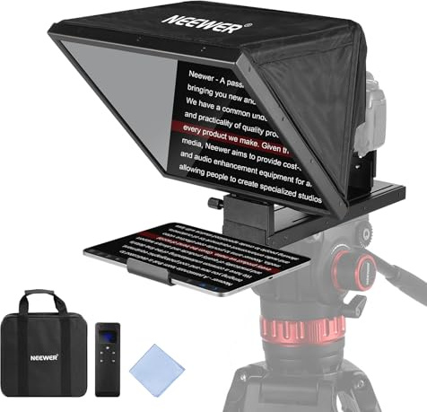 NEEWER BASICS X16B aluminiumlegering lyftbar teleprompter 16 tum för iPad surfplatta telefon DSLR-kamera, fjärrkontroll och appkontroll, kompatibel med iOS Android, Pro för onlinelektioner live