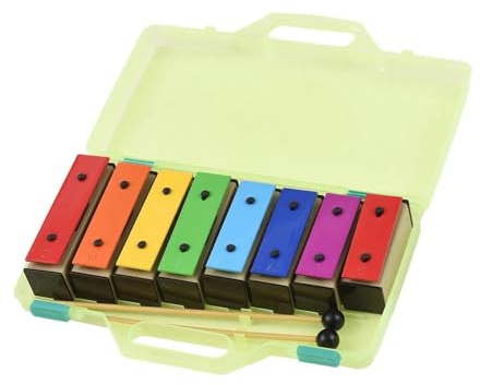 Xylophon-Instrument Für Erwachsene 8-Noten-Xylophon Metallplatten Resonatorglocken Mit Kunststoffschlägeln Grünes Gehäuse Schlaginstrument