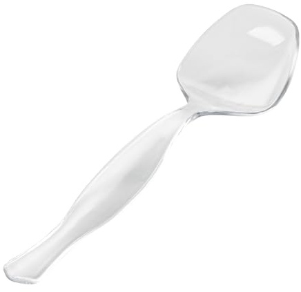 Restaurantware-Cater Tek 8 Inch Serving Spoons, 10 Disposable Spoons For Catering - Ergonomic Handle, Heavy-Duty, Clear Plastic Food Spoon, Elegant, For Weddings, Buffets, Or Catering Events