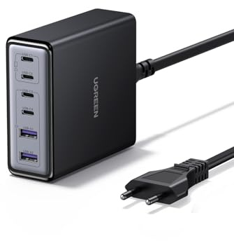 UGREEN Zapix 100W Cargador USB C Estación de Carga GAN con 6 Puertos Cargador de Sobremesa Compatible con iPhone 17 Pro MAX Air 16 15 14 Galaxy S26 S25 A15 Pixel 10 iPad MacBook Air