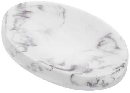 HOLIDYOYO Portasapone in Resina Effetto Marmo Bianco, Vassoio Portasapone Da Bagno e Portaspugna Drenaggio, Accessorio Salvaspazio Per Hotel e Bagno