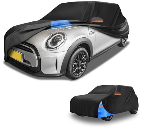Partuto Housse Voiture Étanche Toutes Saisons Extérieur Automobile Anti-UV Soleil Pluie Protection Complète pour BMW pour Mini Cooper 14-24 Tissu Oxford 210D Noir Bleu Bande Réfléchissante