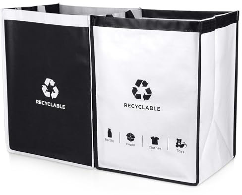 BOMEI PACK Borse Raccolta Differenziata Interno - Contenitori Raccolta Differenziata per Vetro, Carta e Plastica - Set Pattumiera colorata ,Confezione da 2 sacchetti