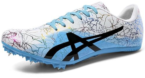 Hiuzylqx Zapatillas De Atletismo con Clavos Unisex Zapatos Deportivos de Media Distancia, Zapatillas apatillas Zapatillas Cómodas para Sprint, Running,Blanca,35 EU
