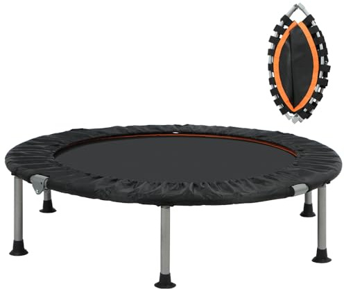 Panana Foldable Mini Fitness Trampoline, Rebounder 48’’ Home Gym Cardio Trampoline for Adults, Heavy Duty Exercise Trampoline for Indoor Workouts, 150KG Capacity