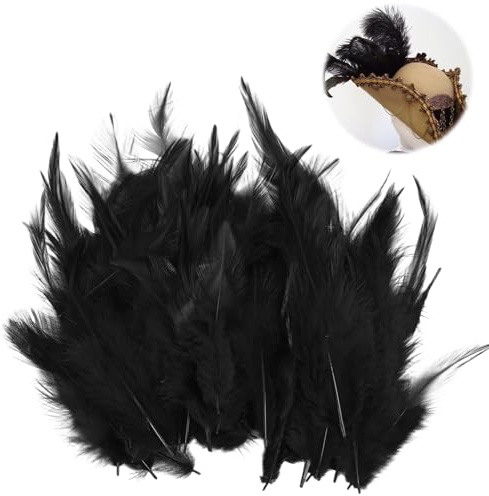Jecdfs 120 Stück Federn zum Basteln, Schwarze Federn, 7-15cm - für DIY Handwerk, Traumfänger, Ohrringe, Kostüme und mehr, sicher verarbeitete Feder für kreative Projekte und einzigartige Geschenke