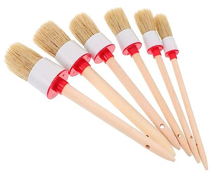 Holibanna Borstenpinsel mit Robustem Holzgriff 6 Stück und Rundem Kopf Strapazierfähige Borsten Flexible Pinsel zum Lackieren und Reinigen im Haushalt