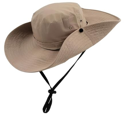 Sombrero de Pesca de ala Ancha, Protección Solar UV Sombrero de Senderismo, Impermeable y Transpirable Sombrero de Sol para Hombre, Sombrero Boonie