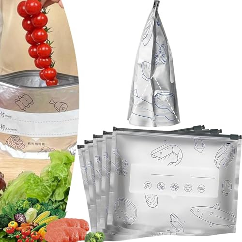 Sacchetti riutilizzabili sigillabili in foglio di alluminio con chiusura a zip, 2025 nuovi sacchetti richiudibili con cerniera sottovuoto con etichetta, sacchetti per conservazione degli alimenti, per