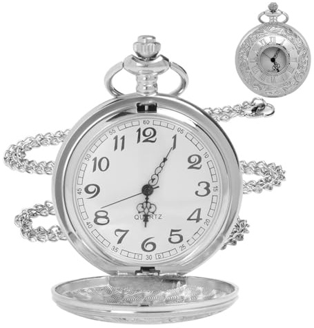 OFFCUP Taschenuhr Vintage Taschenuhr mit Kette Arabisch Ziffern Quarz Taschenuhr Analog Taschen Uhr für Herren, Männer, Frauen, Vater, Opa - Geburtstag Und Jahrestag Geschenk
