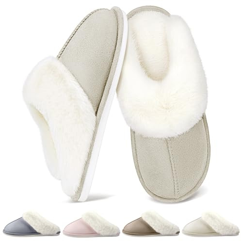 QQSQ Chaussons Femme Homme Hiver Pantoufles Maison Chaud Confort fourrés Faux Daim à Fourrure Doublure Pantoufles Slippers Cuir Peluche Mules Fourrure Antidérapantes pour Intérieur/Extérieur