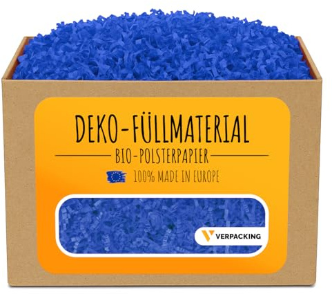 verpacking Geschenkfüllmaterial Blau [Farbe und Menge wählbar] Füllmaterial für Geschenkboxen Körbe und Tüten 100% Recycling Papier Polstermaterial 500 g
