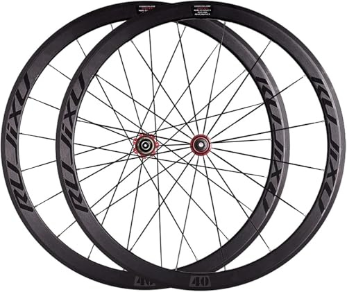 SXSHEYS Fahrrad-Laufradsatz 700C Felge 40 mm Schnellspanner Laufräder V/C Bremse Carbon Nabe für 7 8 9 10 11-Fach Kassette 1925 g Rennrad Cruiser