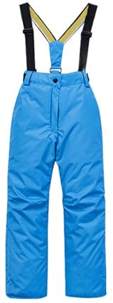 YCBMINGCAN Pantalones de esquí para niños y niñas, pantalones de peto para exteriores, impermeables, resistentes al viento, cálidos, con cremallera y tirantes para esquí, azul, 11-12 años