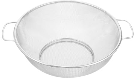 FOMIYES Stainless Steel Fine Mesh Strainer Basket 18cm with Dual Handles, Food Sieve Colander for Vegetable Washing and Oil Filtering, Kitchen Draining Basket for Frying and Pasta Random