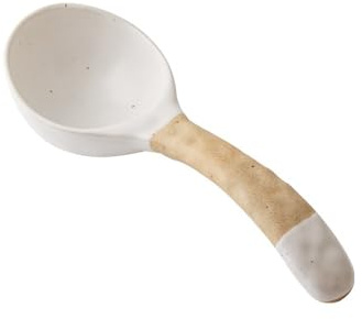 Cuchara, Cuchara sopera vintage de cerámica tosca, cuchara for servir con mango largo y grueso(White)