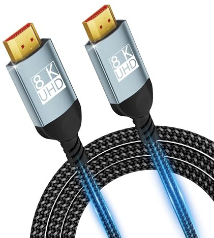 Lumivtx Cable HDMI de 5m,10K 8K,ultra alta velocidad 10K,8K@60 Hz 4K@240Hz,compatible con HDMI 2.1,HDR10+,eARC,3D,HDCP 2.2y2.3,VRR,DTS:X,compatible con PS5/4,X-Box,HDTV,monitor,portátil y proyector