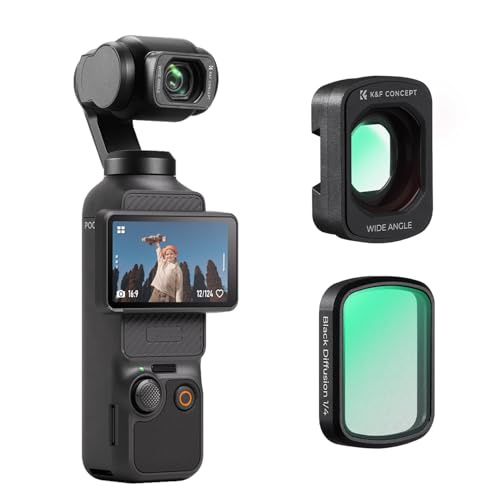 K&F CONCEPT Objectif Grand Angle& Filtre Black-Mist 1/4 pour Osmo Pocket4/3 | 2 Pièces, Verre Optique, Multicouche, Fixation Magnétique, Accessoires Osmo Pocket 4/3 -FD161