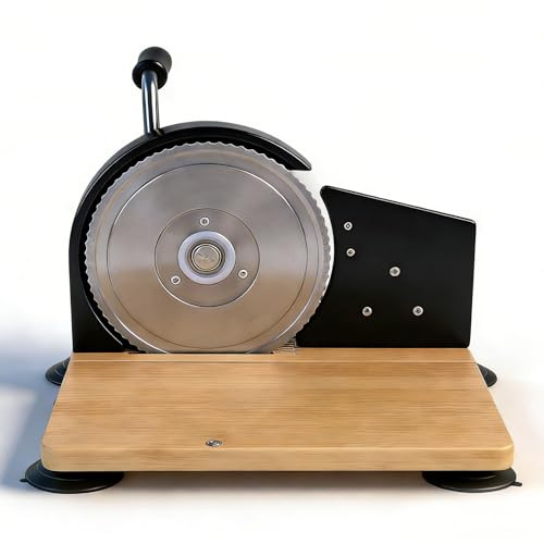 OVAQUIXI Manuell Brödskärare, Brödskärare i Rostfritt Stål Justerbar Tjockleksskiva med Ergonomiskt Handtag för Hemköket (BLACK)