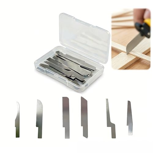 Magicbox Juego de 18 hojas de sierra de precisión con dientes finos para madera y PVC, minihojas de sierra versátiles en caja transparente para bricolaje, manualidades y carpintería, sin mango