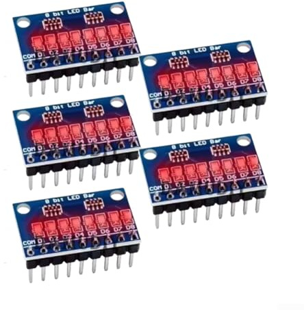 5PCS 8-Digit LED Indicator Light Module For DIY Electronics For MCU ARM Development Breadboard Integration DC 3V-24V Voltage Range(Red-cathode)