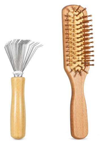 Hårborste trä, hårborste lockar borste rengöringsborste borste för lockar | Hårborstar damer reda ut hårborstar män träborste bambu anti-frizz förbättring för män kvinnor barn